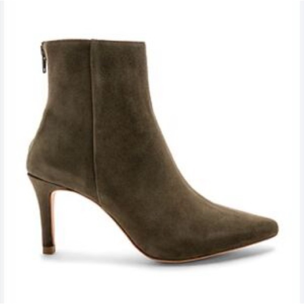 House of Harlow Pointed-Toe Ankle Boot in Olive